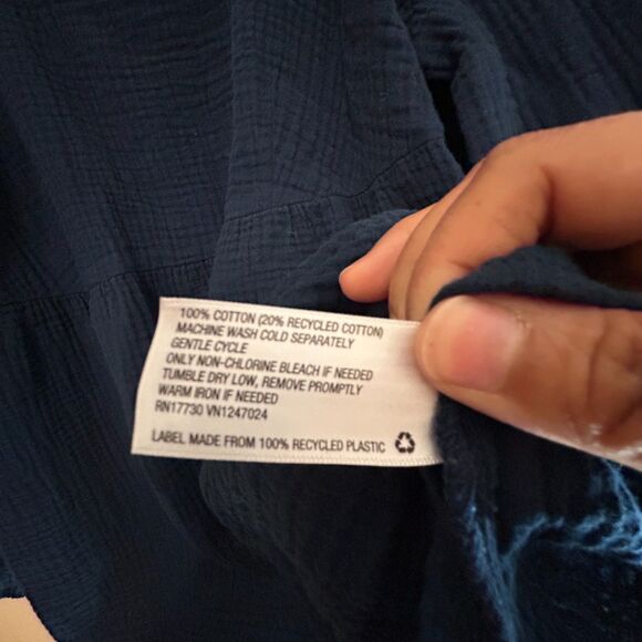 Universal Thread Milkmaid Peasant Top Womes Medium Teal Blue Gauzy Textured Boho - Picture 7 of 7